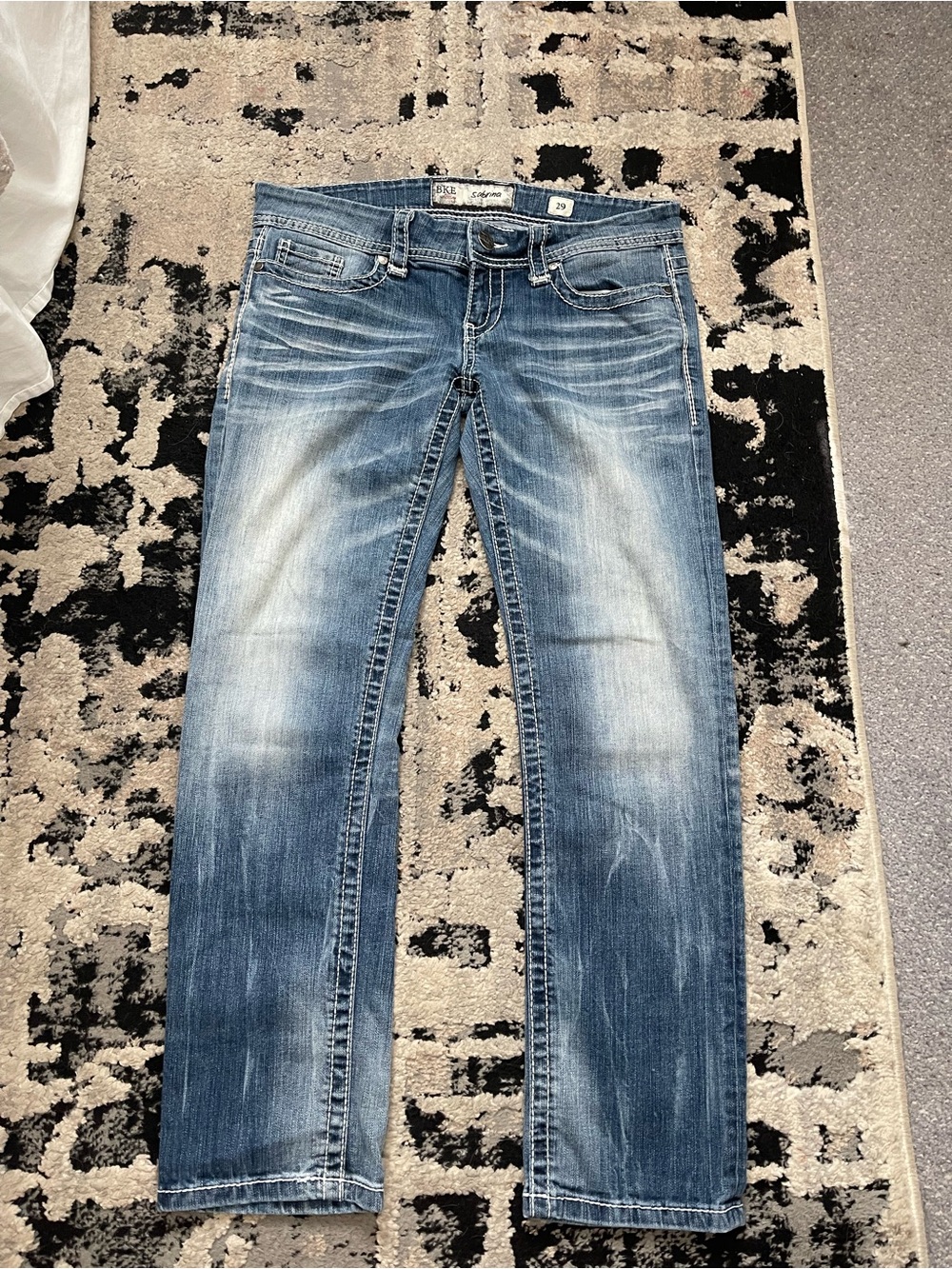 BKE Women's Blue Washed Straight Jeans